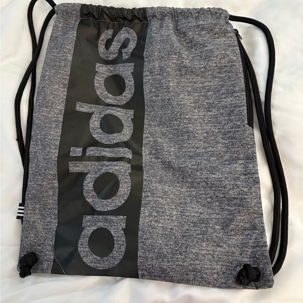 Adidas Black and Gray Drawstring Backpack